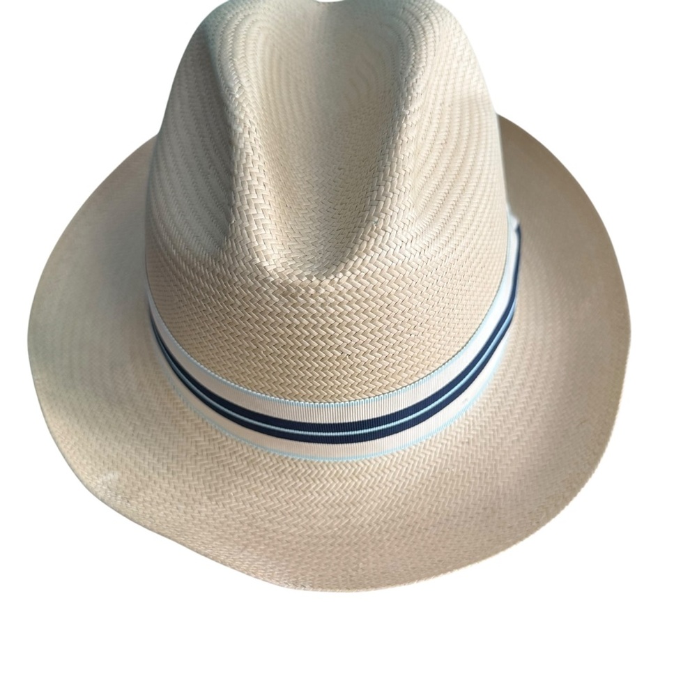 Dobbs Women’s Cream Fedora Hat with Blue Stripe